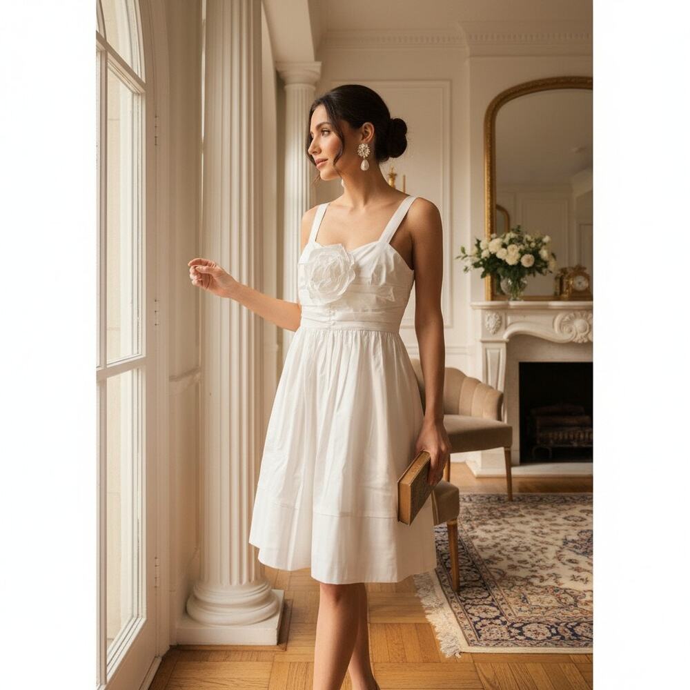 Kensie White Floral‑Appliqué Sleeveless Dress – Size 6 – NWT